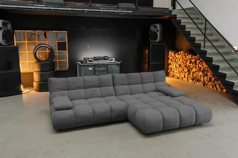 KAWOLA Sofa VIVIEN Ecksofa Feincord anthrazit
