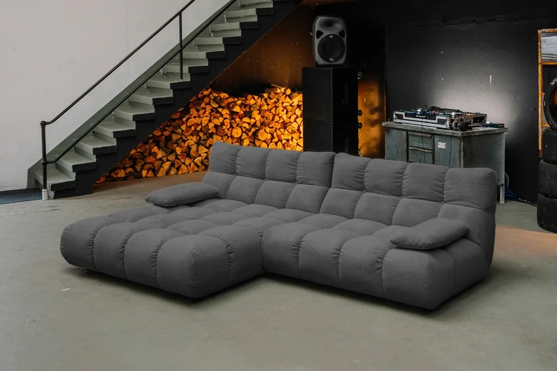 KAWOLA Sofa VIVIEN Ecksofa Feincord anthrazit
