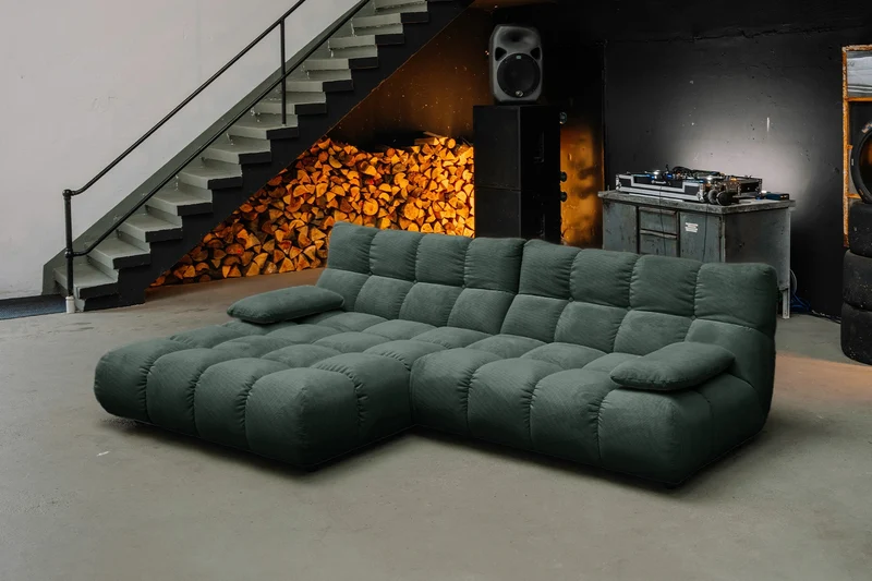 KAWOLA Sofa VIVIEN Ecksofa Feincord grün