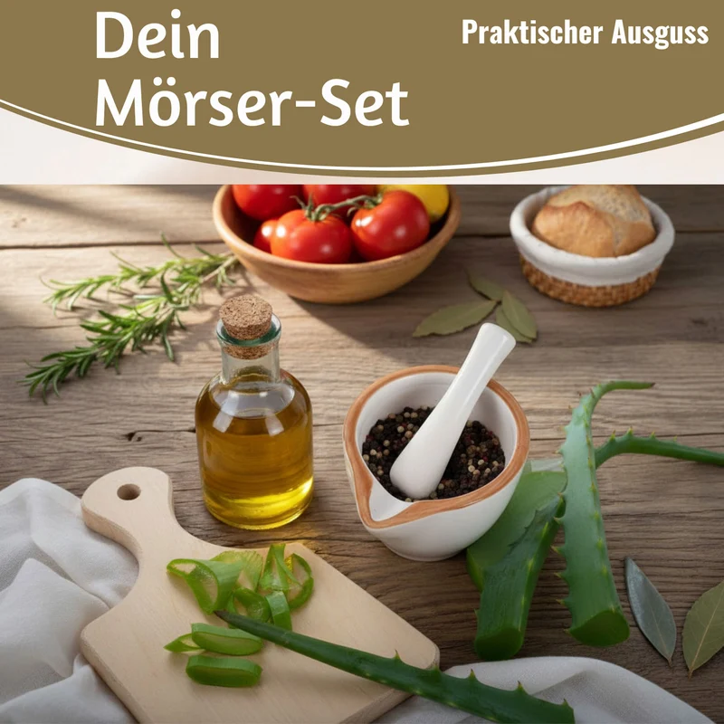 Keramik Mörser Stößel Set Braun Weiß Ø 12cm kleiner Gewürzmörser Zerkleinerer