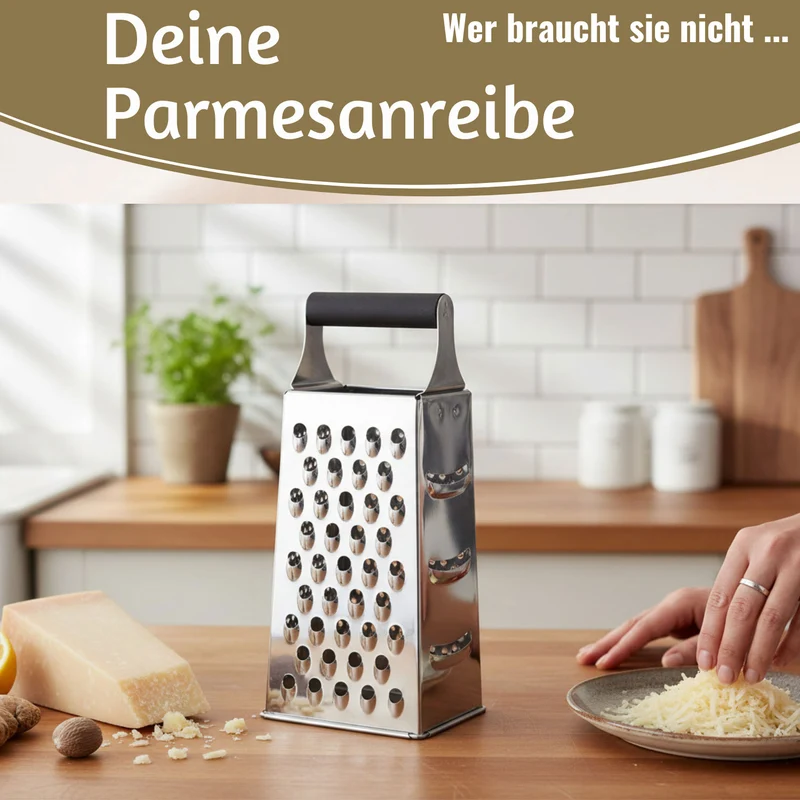 Edelstahl Vierkantreibe Gemüsereibe 24cm 4 verschiedene Reibeflächen Gurkenhobel
