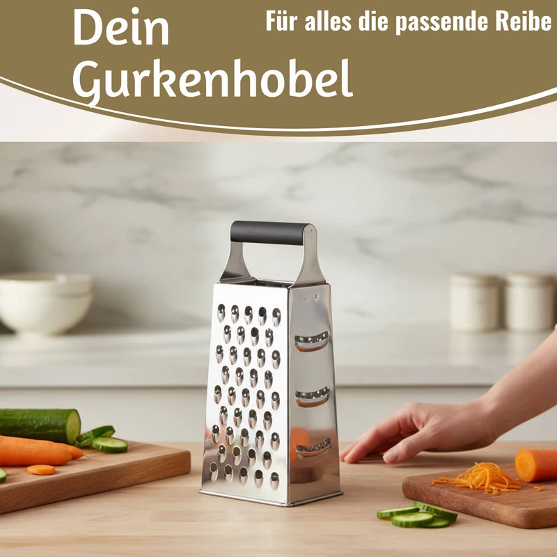 Edelstahl Vierkantreibe Gemüsereibe 24cm 4 verschiedene Reibeflächen Gurkenhobel