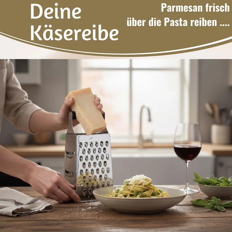 Edelstahl Vierkantreibe Gemüsereibe 24cm 4 verschiedene Reibeflächen Gurkenhobel