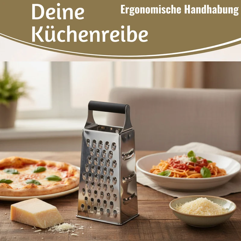 Edelstahl Vierkantreibe Gemüsereibe 24cm 4 verschiedene Reibeflächen Gurkenhobel