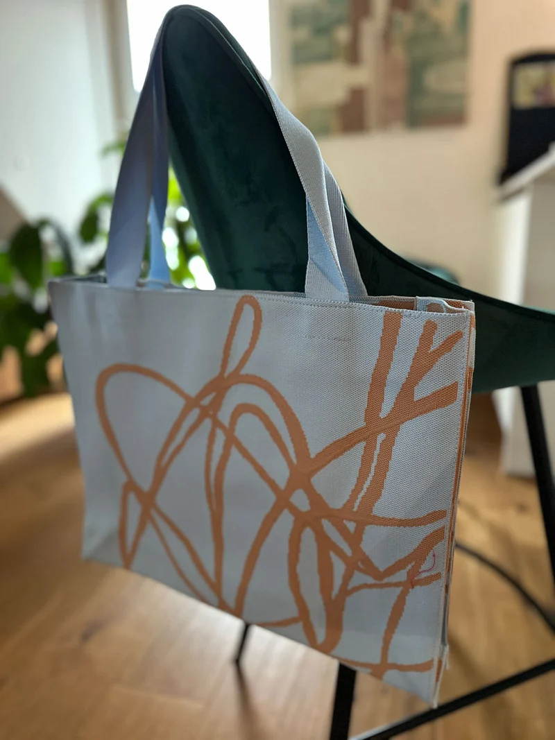 Vintage Shopper Palma Blau 35x45cm mit Reißverschluss Einkaufstasche Tragetasche
