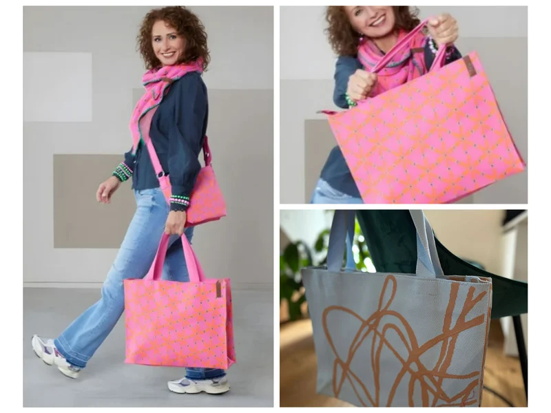 Vintage Shopper Palma Grün 35x45cm mit Reißverschluss Einkaufstasche Tragetasche