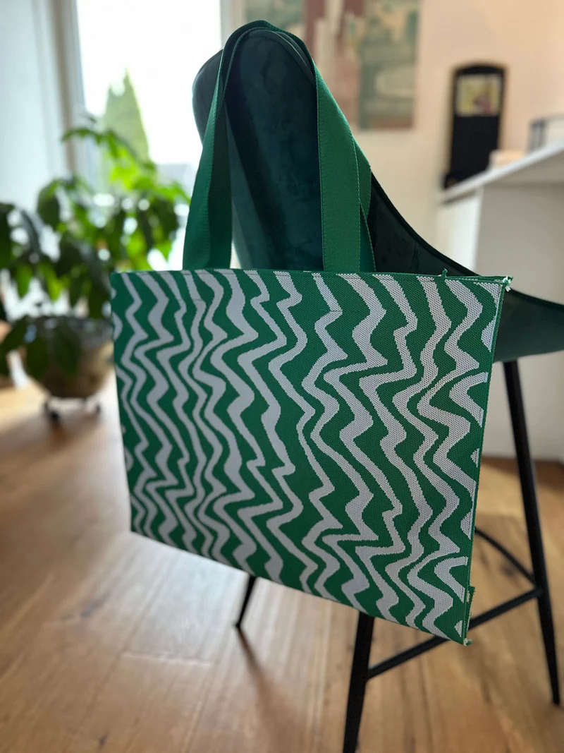 Vintage Shopper Palma Grün 35x45cm mit Reißverschluss Einkaufstasche Tragetasche