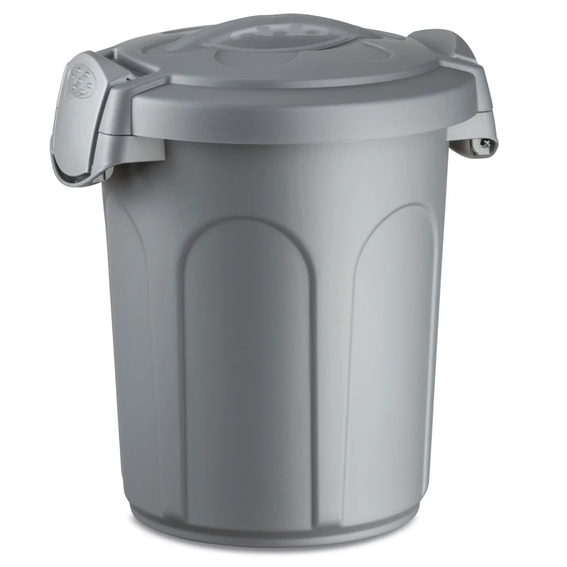 Mülltonne Futtertonne mit verschließbarem Deckel silber - 8 Liter - Windeleimer Müllbehälter Aufbewahrung Mülltrennung Lebensmittelecht Futterbehälter Oskartonne