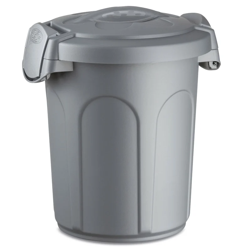 Mülltonne Futtertonne mit verschließbarem Deckel silber - 8 Liter - Windeleimer Müllbehälter Aufbewahrung Mülltrennung Lebensmittelecht Futterbehälter Oskartonne