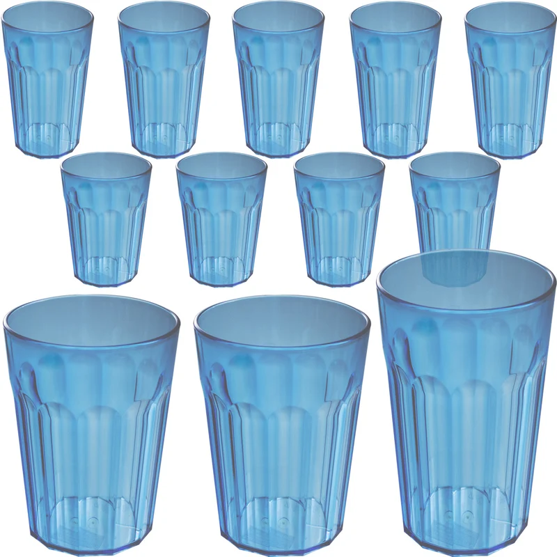 Camping Glas Set - 250 / 450 / 630 ml - Wasserglas - bunt - Party Trinkglas Kunststoff Gläser Sets