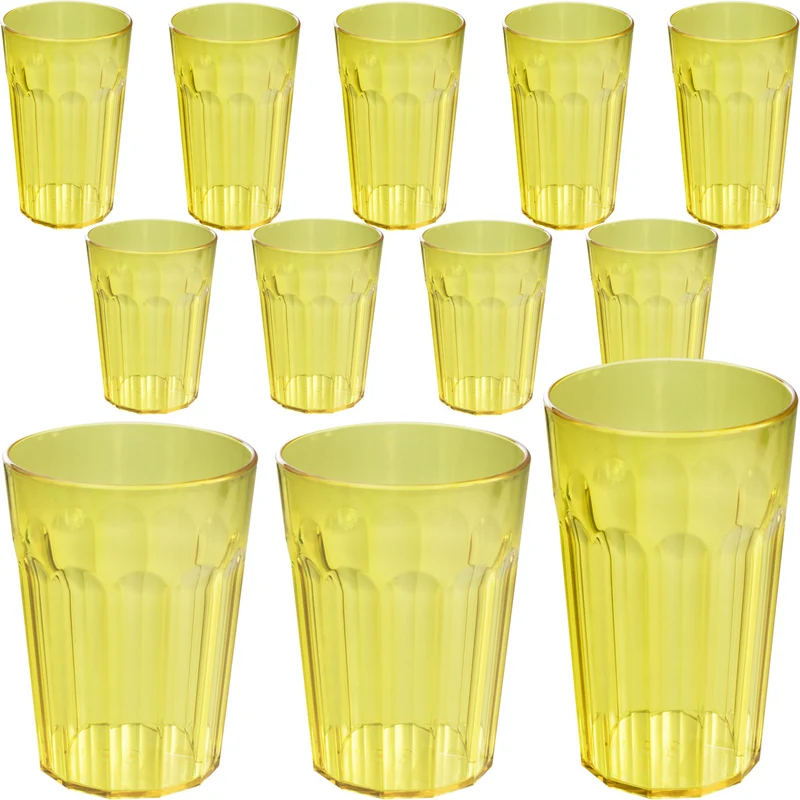 Camping Glas Set - 250 / 450 / 630 ml - Wasserglas - bunt - Party Trinkglas Kunststoff Gläser Sets