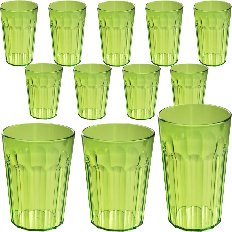Camping Glas Set - 250 / 450 / 630 ml - Wasserglas - bunt - Party Trinkglas Kunststoff Gläser Sets