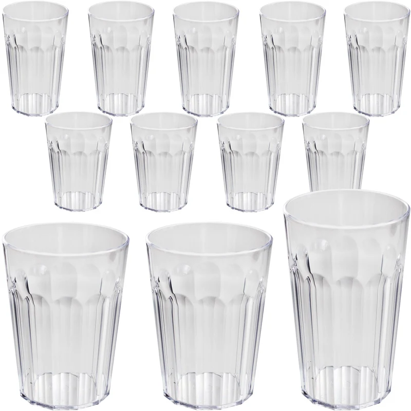 Camping Glas Set - 250 / 450 / 630 ml - Wasserglas - bunt - Party Trinkglas Kunststoff Gläser Sets