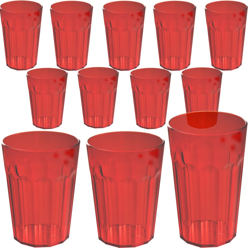 Camping Glas Set - 250 / 450 / 630 ml - Wasserglas - bunt - Party Trinkglas Kunststoff Gläser Sets