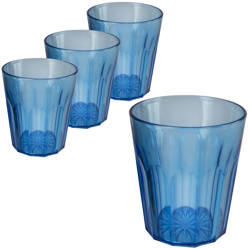 Camping Glas Set - 250 / 450 / 630 ml - Wasserglas - bunt - Party Trinkglas Kunststoff Gläser Sets