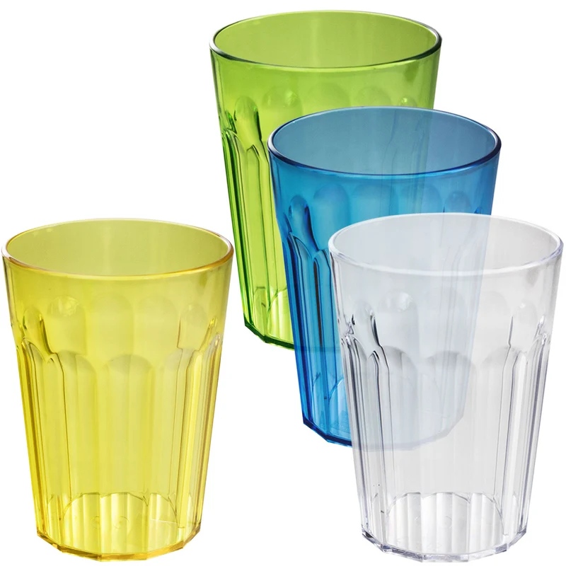 Camping Glas Set - 250 / 450 / 630 ml - Wasserglas - bunt - Party Trinkglas Kunststoff Gläser Sets