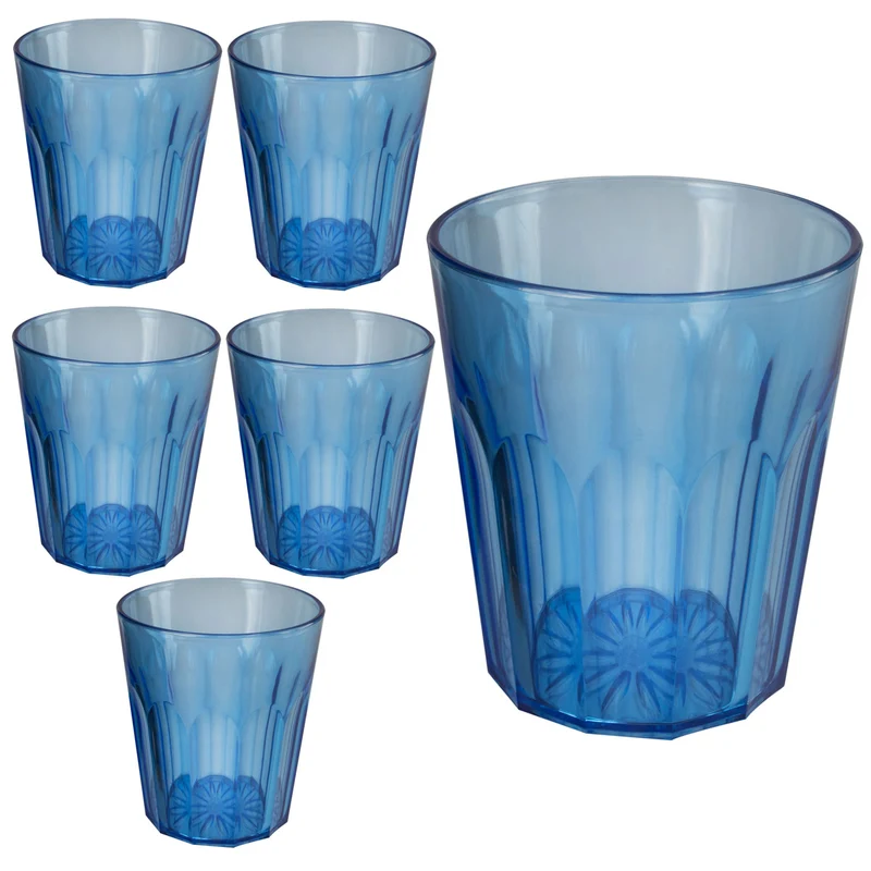 Camping Glas Set - 250 / 450 / 630 ml - Wasserglas - bunt - Party Trinkglas Kunststoff Gläser Sets