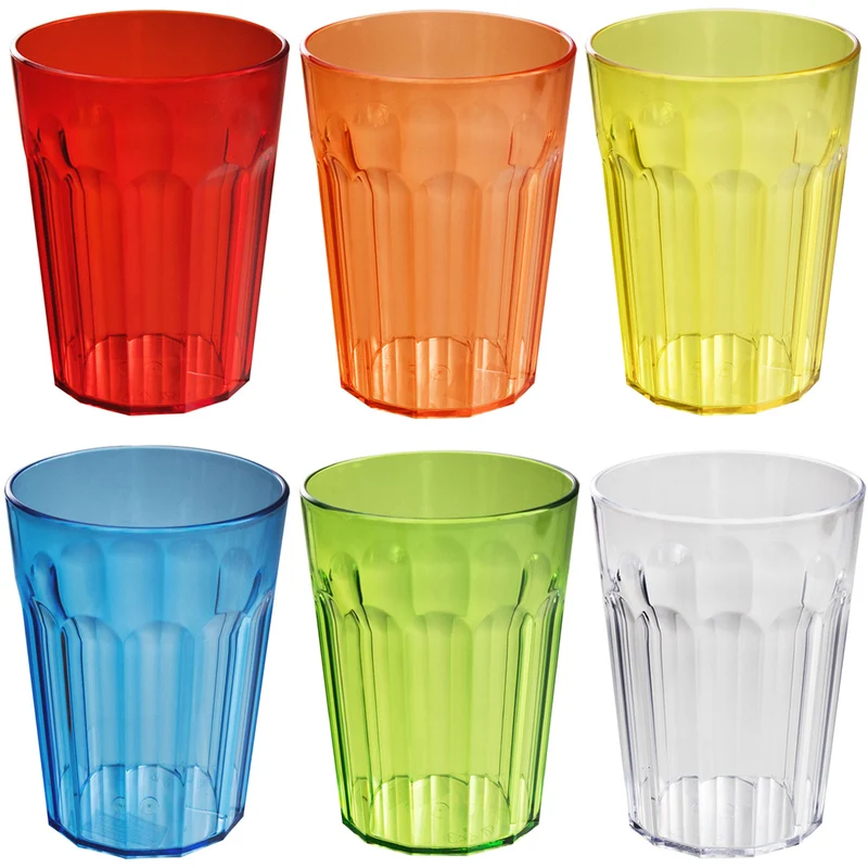 Camping Glas Set - 250 / 450 / 630 ml - Wasserglas - bunt - Party Trinkglas Kunststoff Gläser Sets