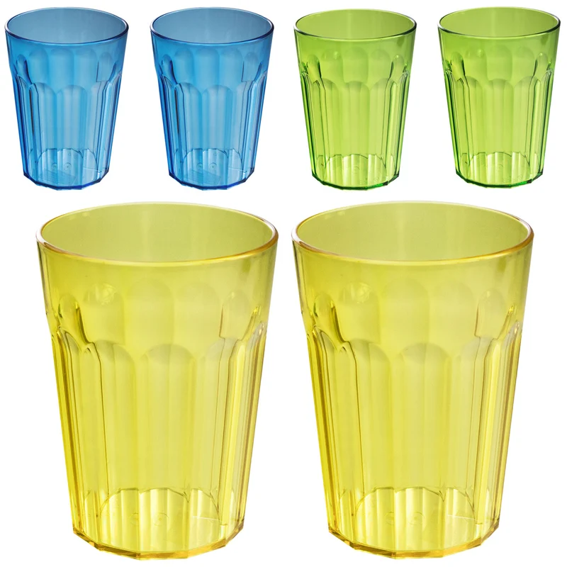 Camping Glas Set - 250 / 450 / 630 ml - Wasserglas - bunt - Party Trinkglas Kunststoff Gläser Sets