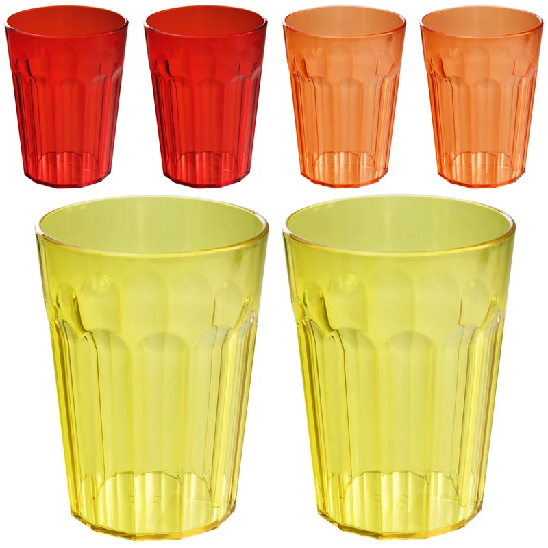 Camping Glas Set - 250 / 450 / 630 ml - Wasserglas - bunt - Party Trinkglas Kunststoff Gläser Sets