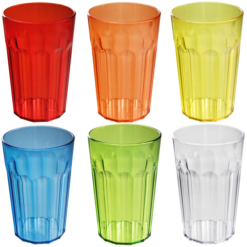 Camping Glas Set - 250 / 450 / 630 ml - Wasserglas - bunt - Party Trinkglas Kunststoff Gläser Sets