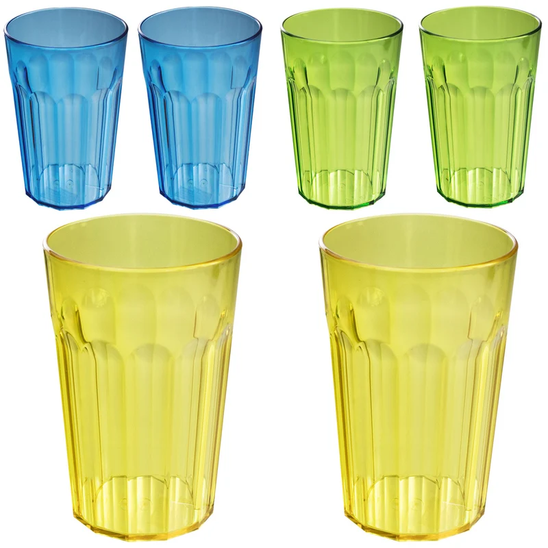 Camping Glas Set - 250 / 450 / 630 ml - Wasserglas - bunt - Party Trinkglas Kunststoff Gläser Sets