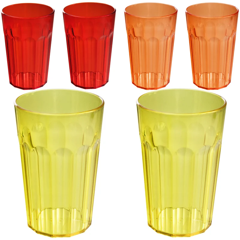 Camping Glas Set - 250 / 450 / 630 ml - Wasserglas - bunt - Party Trinkglas Kunststoff Gläser Sets