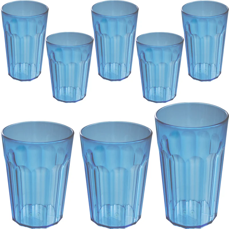 Camping Glas Set - 250 / 450 / 630 ml - Wasserglas - bunt - Party Trinkglas Kunststoff Gläser Sets