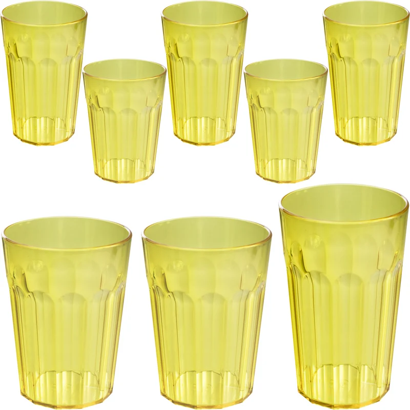 Camping Glas Set - 250 / 450 / 630 ml - Wasserglas - bunt - Party Trinkglas Kunststoff Gläser Sets