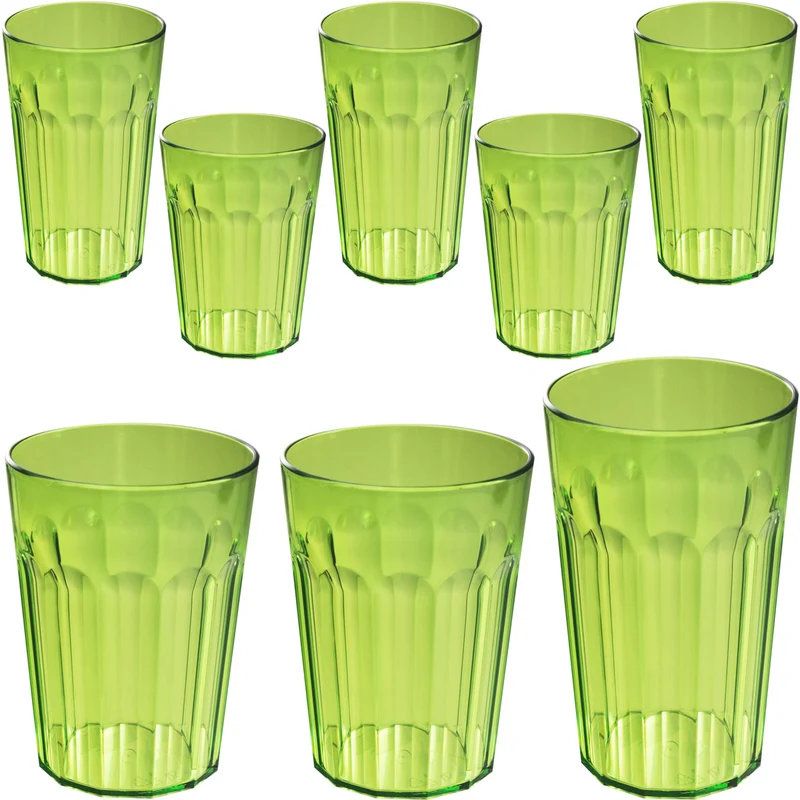 Camping Glas Set - 250 / 450 / 630 ml - Wasserglas - bunt - Party Trinkglas Kunststoff Gläser Sets
