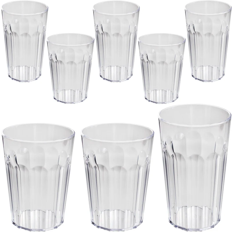 Camping Glas Set - 250 / 450 / 630 ml - Wasserglas - bunt - Party Trinkglas Kunststoff Gläser Sets