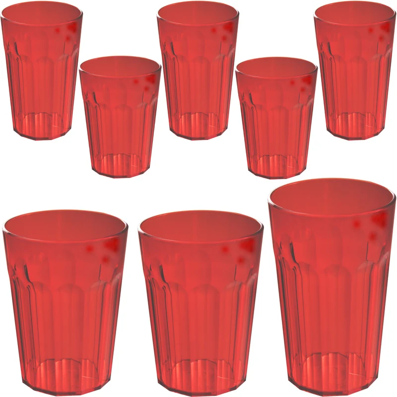 Camping Glas Set - 250 / 450 / 630 ml - Wasserglas - bunt - Party Trinkglas Kunststoff Gläser Sets