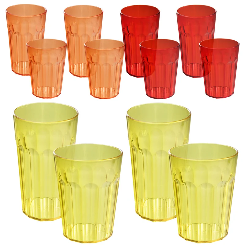 Camping Glas Set - 250 / 450 / 630 ml - Wasserglas - bunt - Party Trinkglas Kunststoff Gläser Sets
