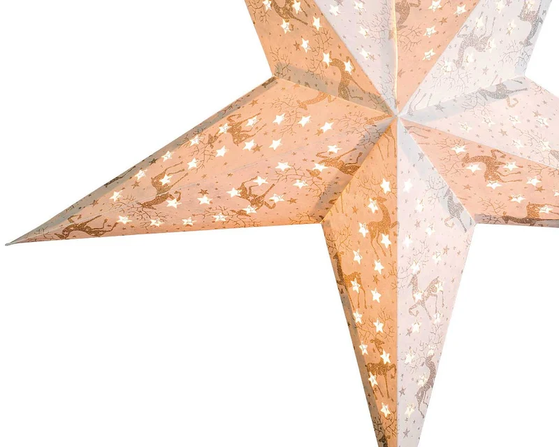 3D Samt Leuchtstern Ø 60cm Weiß Beleuchtet Weihnachtsstern Papierstern