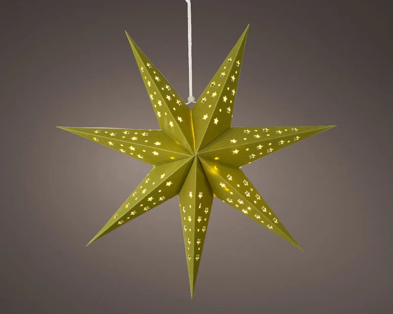 3D Samt Leuchtstern Ø 40cm Grün 10 LED Beleuchtet Weihnachtsstern Papierstern