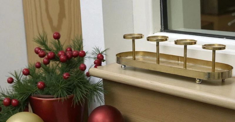Antike Kerzenschale Eisen 48cm Gold Stumpenkerze Kerzenständer Kerzenleiste