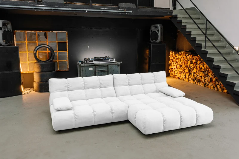 KAWOLA Sofa VIVIEN Ecksofa Feincord weiß