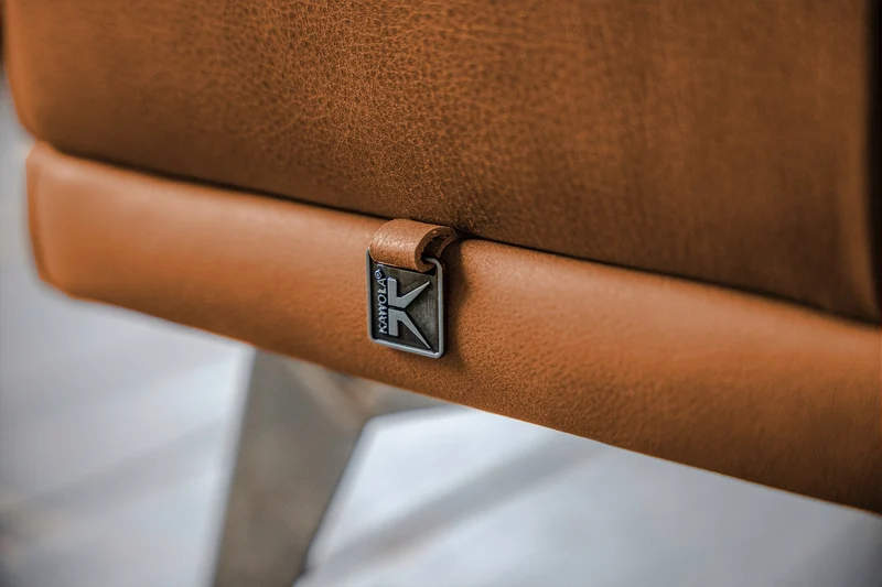 KAWOLA Sofa WIOLO Ecksofa Leder mit Hocker cognac