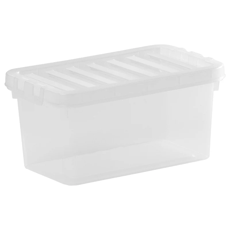 AUFBEWAHRUNGSBOX - 2,6 Liter - Aufbewahrungsbox mit Deckel - 24x14x12cm - transparent klar - stapelbar - Kunststoff Box Stapelkiste Ordnungsbox Büro DIY