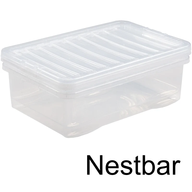 AUFBEWAHRUNGSBOX 68 Liter - Aufbewahrungsbox mit Deckel - 71x47x25cm - transparent klar - stapelbar - Kunststoff Box Stapelkiste Unterbettkommode Büro