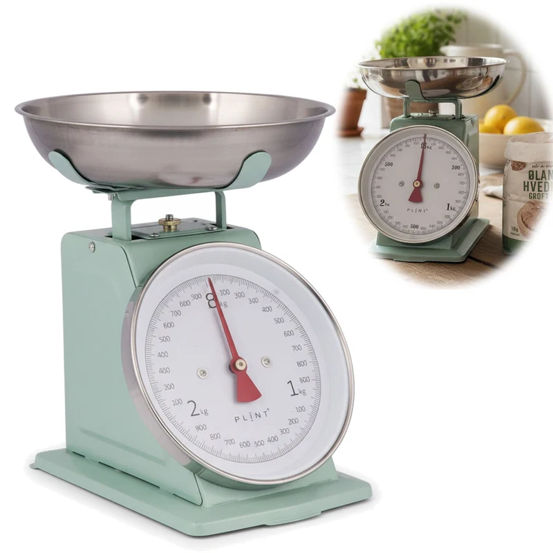 Vintage Küchenwaage Retro Leaf Manuelle Backwaage großes Ziffernblatt 1L Schüssel