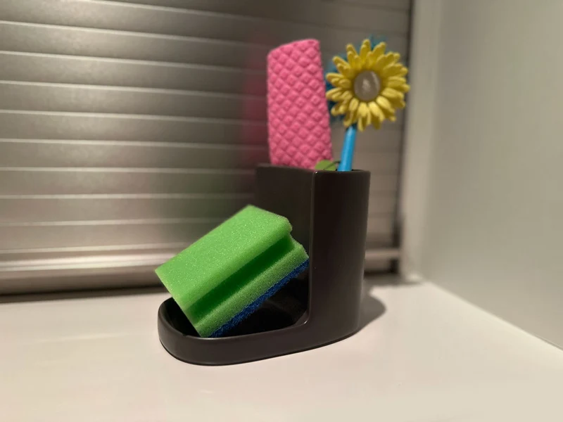 Design Spülbecken Organizer Grau Braun Waschbecken Schwammhalter Schwammablage