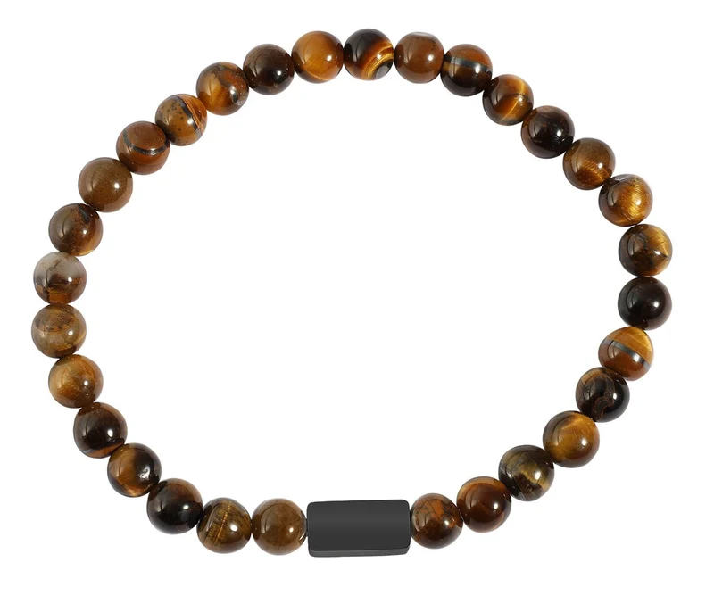 Design Unisex Perlenarmband 20-21cm Oslo Tigerauge Braun Naturstein dehnbar elastisch