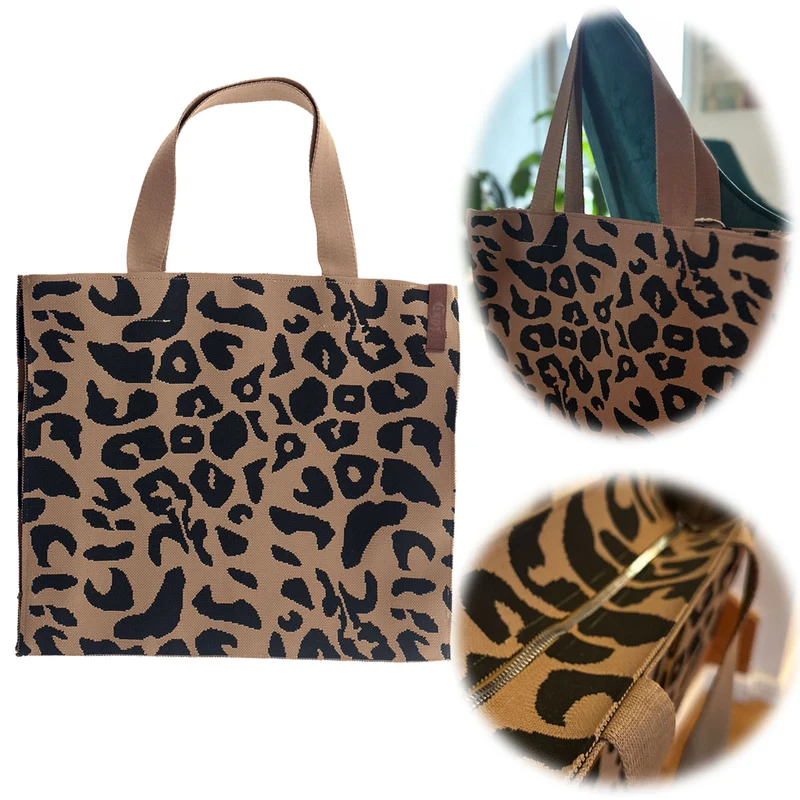 Vintage Shopper Palma Leo 35x45cm mit Reißverschluss Einkaufstasche Tragetasche