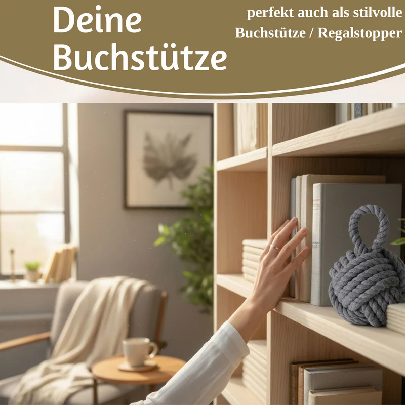Boden Türstopper Malmö 23cm Grau 1,3kg Jute Knoten Tragegriff Türpuffer Türhalter Türsack