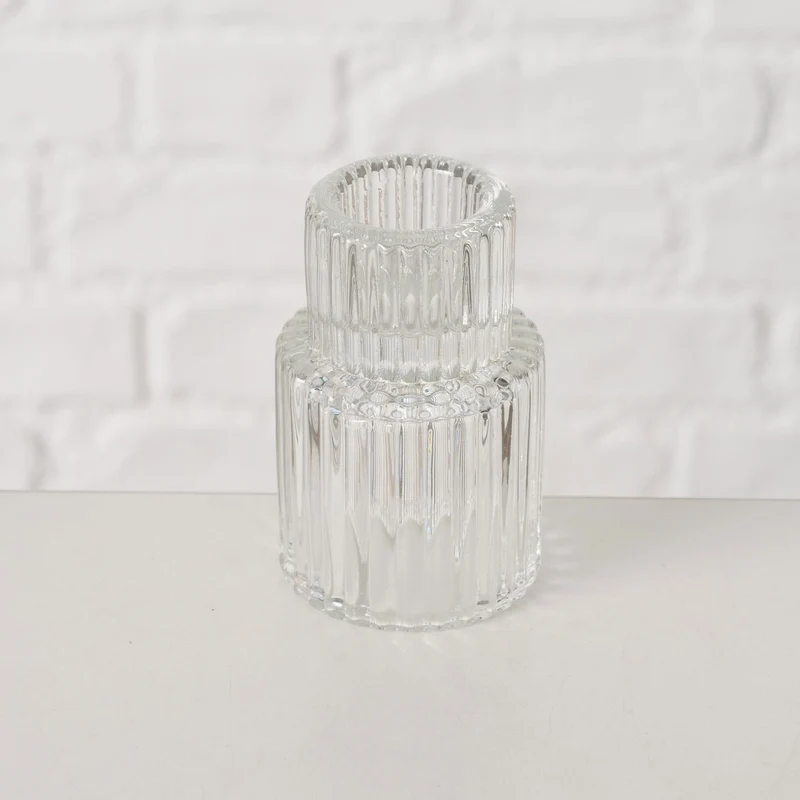 3er Set Glas Kerzenständer Klar 7cm Kerzenhalter für Stabkerzen Teelichter