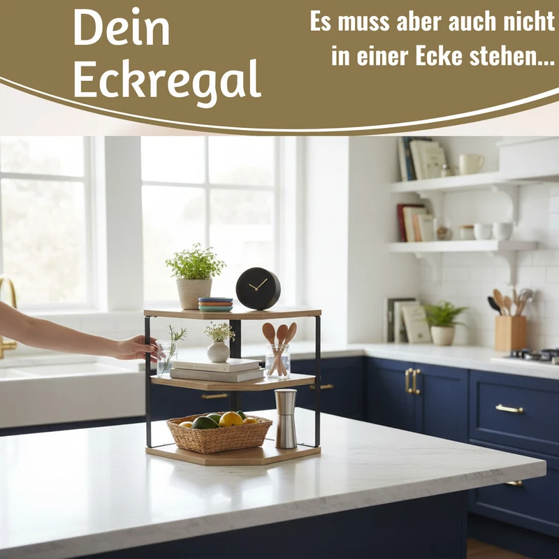 Küchenregal Eckregal Holz 27x25cm Metall stehend Aufbewahrungsregal Gewürzregal