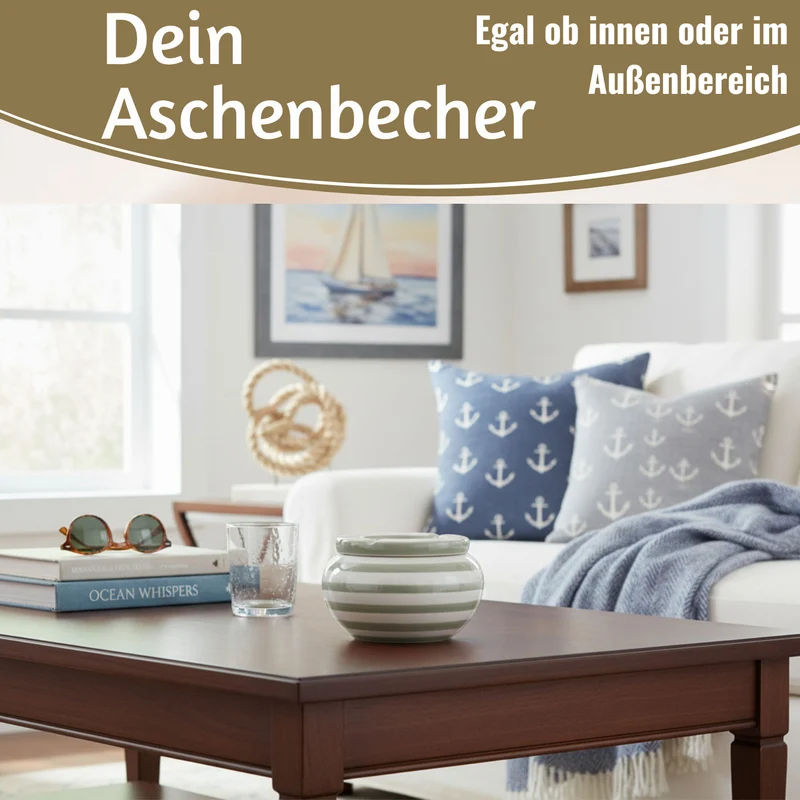 XL Sturmaschenbecher 14x9cm Grau Weiß Windaschenbecher Aschenbecher