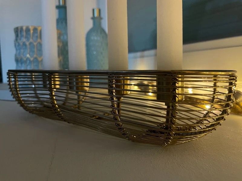 Kerzenständer 28cm Gold 4-fach Stabkerzen Kerzenhalter Kerzenleiste Kerzentablett