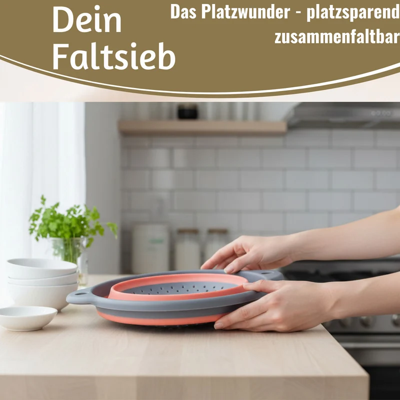 Flexibles Abtropfsieb Nudelsieb 23cm Rund faltbar Seiher Küchensieb Camping